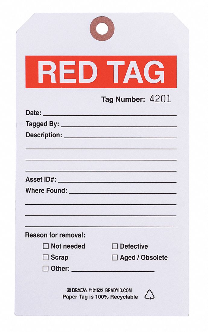 41F339 - 5S Red Tag 4 x 7IKn Cardstock PK100
