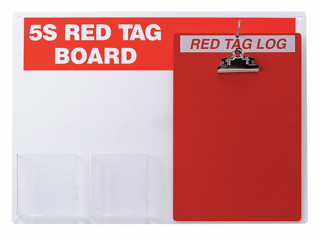 RED TAG STATION WITH CLIPBOARD,UNFILLED