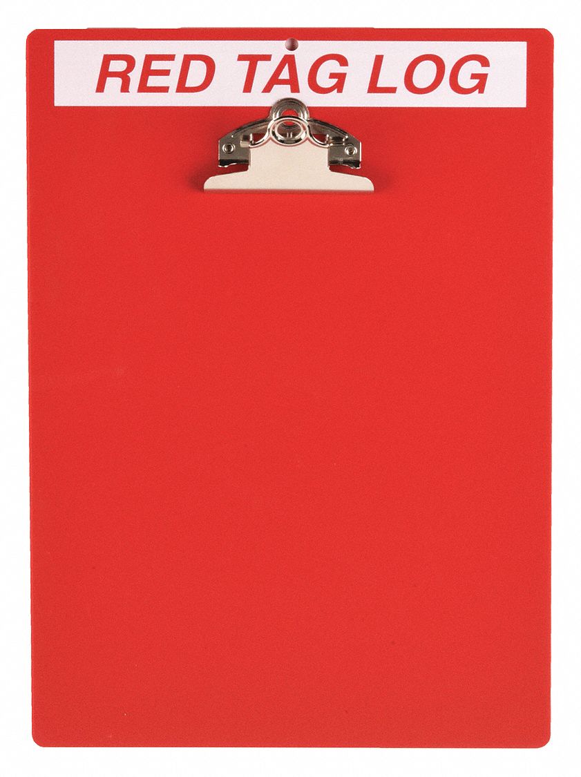 5S Red Tag Clipboard: 5S Red Tag Clipboard, Red/White, Plastic, 0 Binders Included, Clipboard