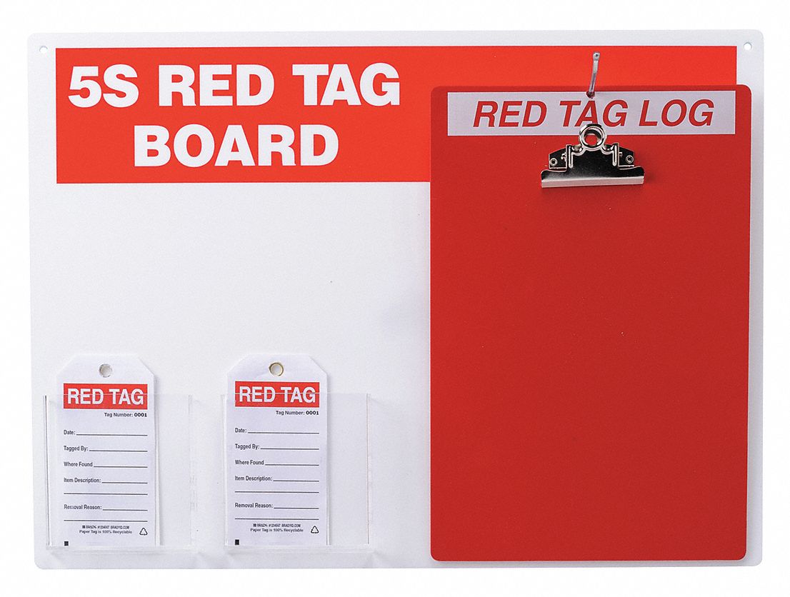 41F348 - Red Tag Station w/Clipboard Small Tags