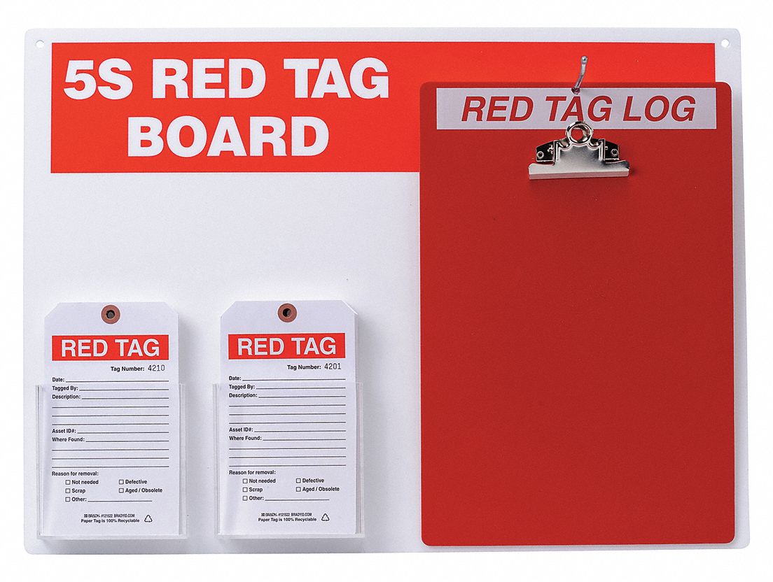 5S Red Tag Board, 16 in Overall Ht, Red Tag Station - 41F349