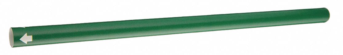 Pipe Marker: Green, White, Fits 3/4 to 1 3/8 in Pipe O.D., 1 Pipe Markers, With, No Text