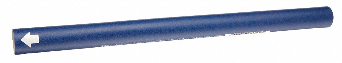 Pipe Marker: Blue, White, Fits 1 1/8 to 2 3/8 in Pipe O.D., 1 Pipe Markers, With