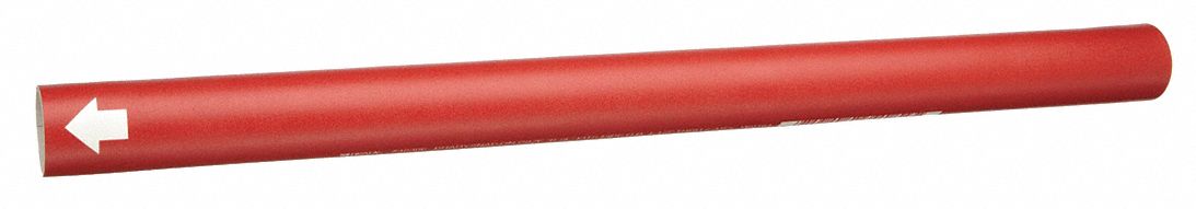 Pipe Marker: Red, White, Fits 1 1/8 to 2 3/8 in Pipe O.D., 1 Pipe Markers, With