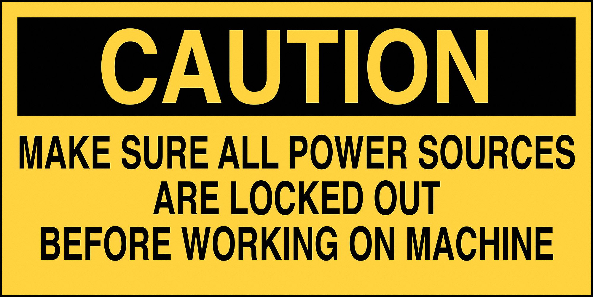 Caution Sign, 2-1/2x4-1/2In, Blk/Yllw, PK2