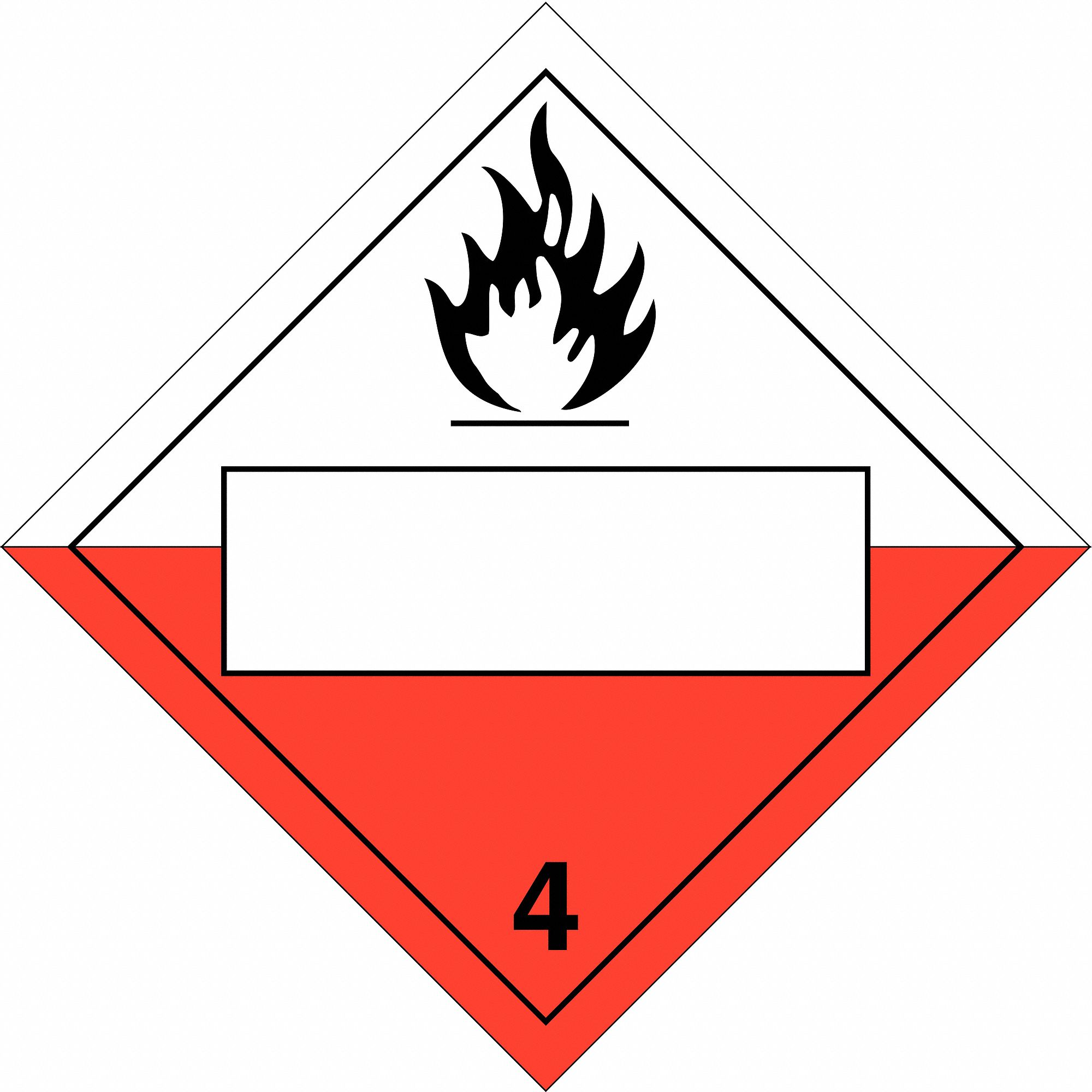 DOT Container Placard: 4, 10 3/4 in x 10 3/4 in, 10 3/4 in Label Ht, 10 3/4 in Label Wd