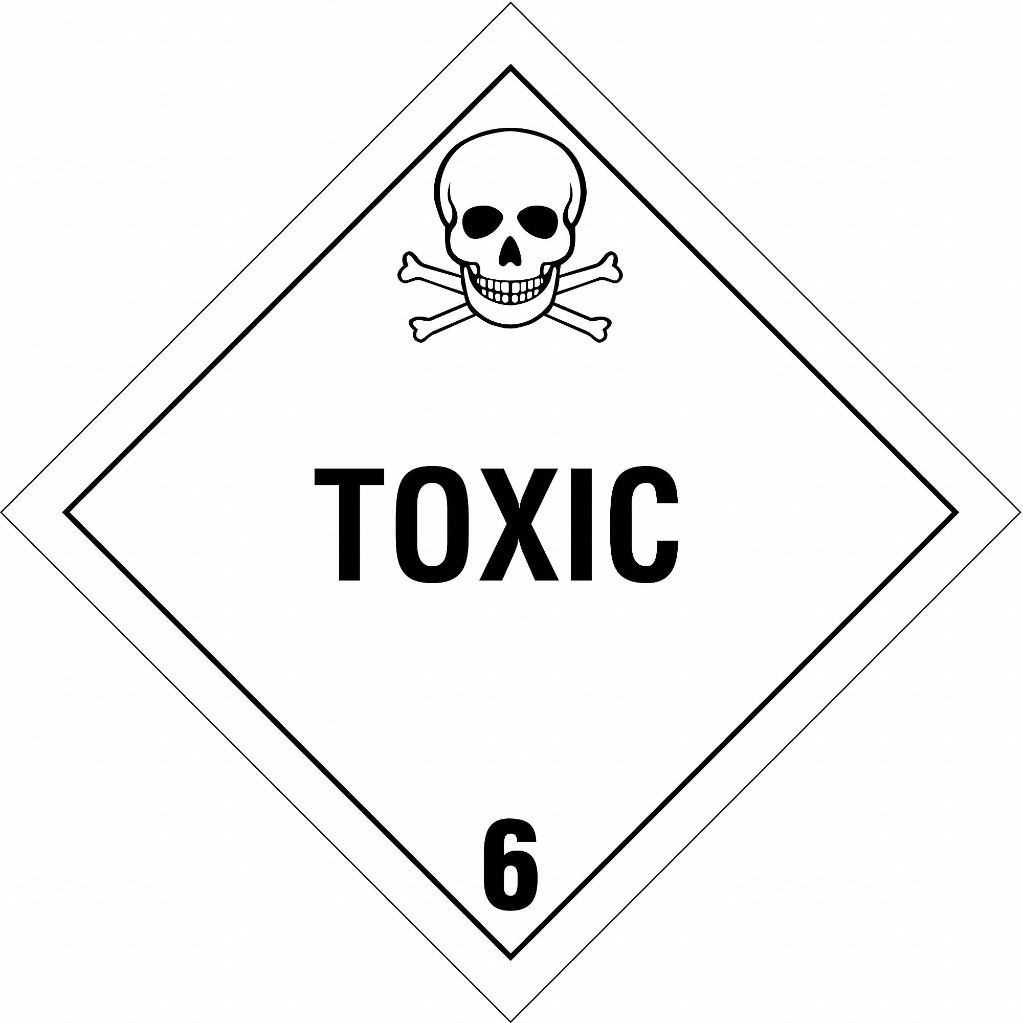 TOXIC 6, 10 3/4 in Label Wd, DOT Container Placard - 41F602
