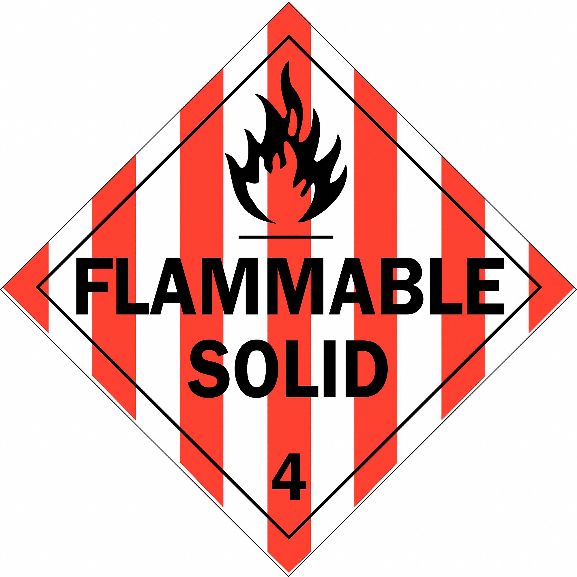 BRADY DOT Container Placard Flammable Solid, 10 3/4 in Label Wd, 10 3/