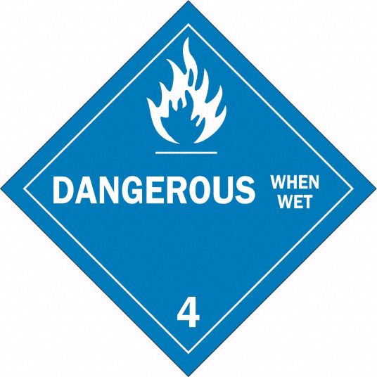 Dangerous When Wet 10 34 In Label Wd Dot Container Placard 6r664