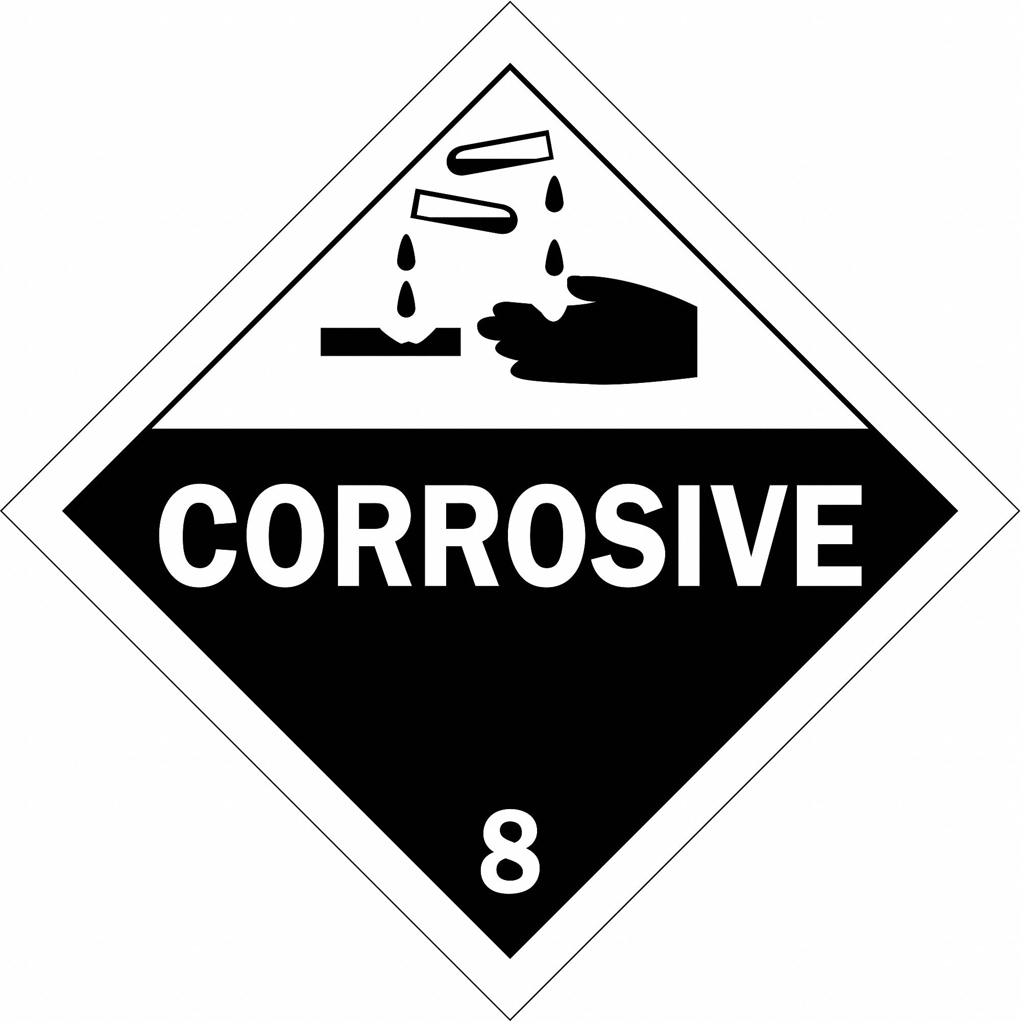 Corrosive, 10 3/4 in Label Wd, DOT Container Placard - 6N976|63420 ...