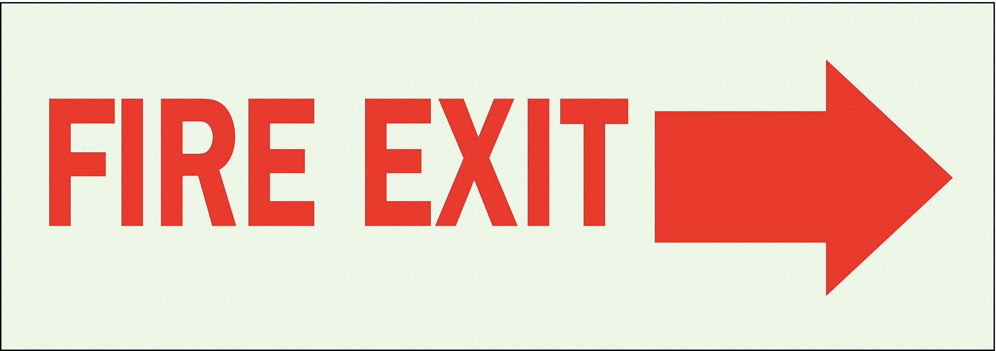 FIRE EXIT SIGN, POLYESTER, 10 IN WIDTH, 3½ IN HEIGHT, ADHESIVE SURFACE