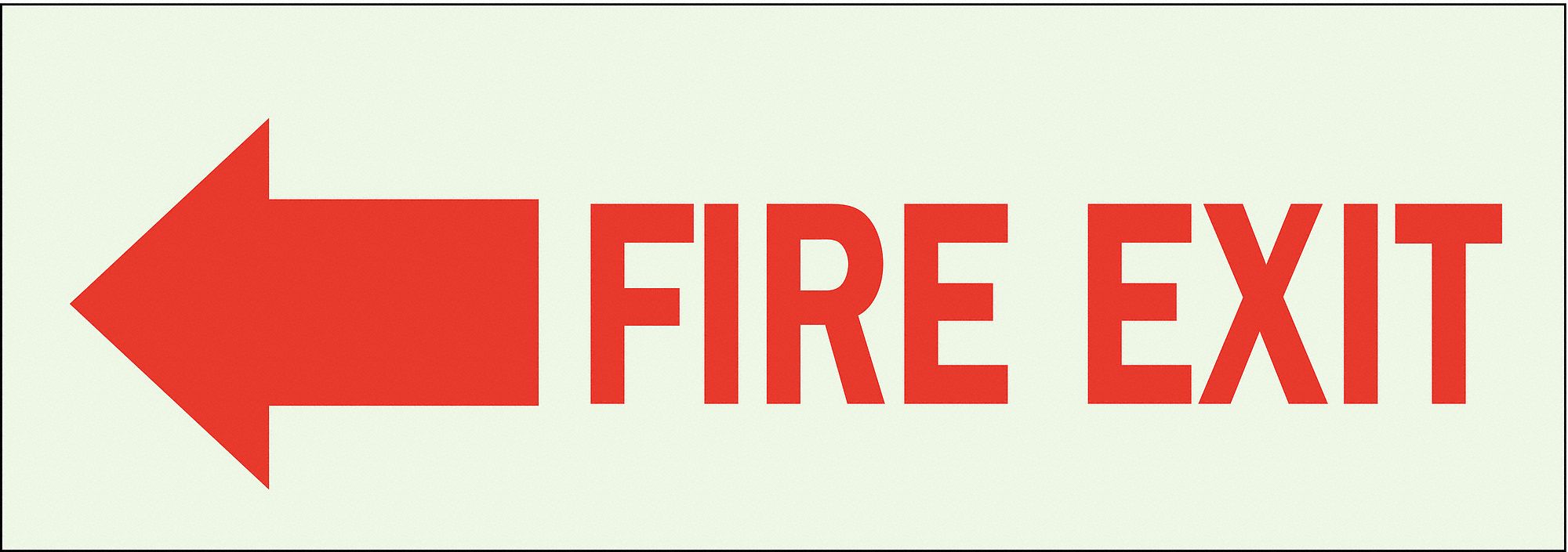 FIRE EXIT SIGN, POLYESTER, 10 IN WIDTH, 3½ IN HEIGHT, ADHESIVE SURFACE