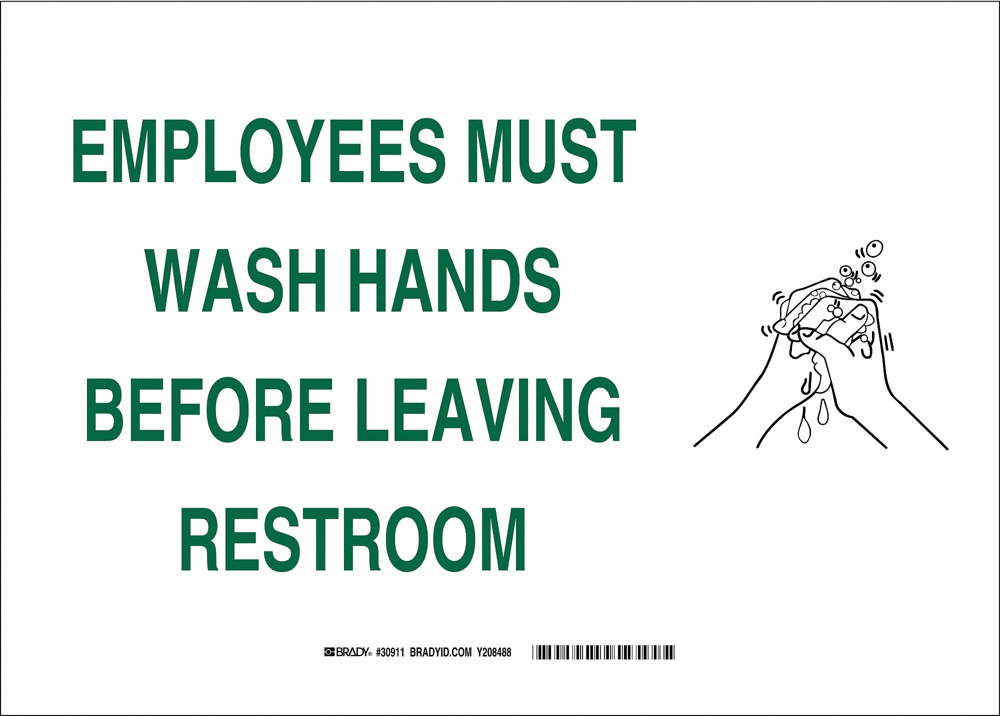 Safety Sign, 10 x 14In, Green/Blk on White