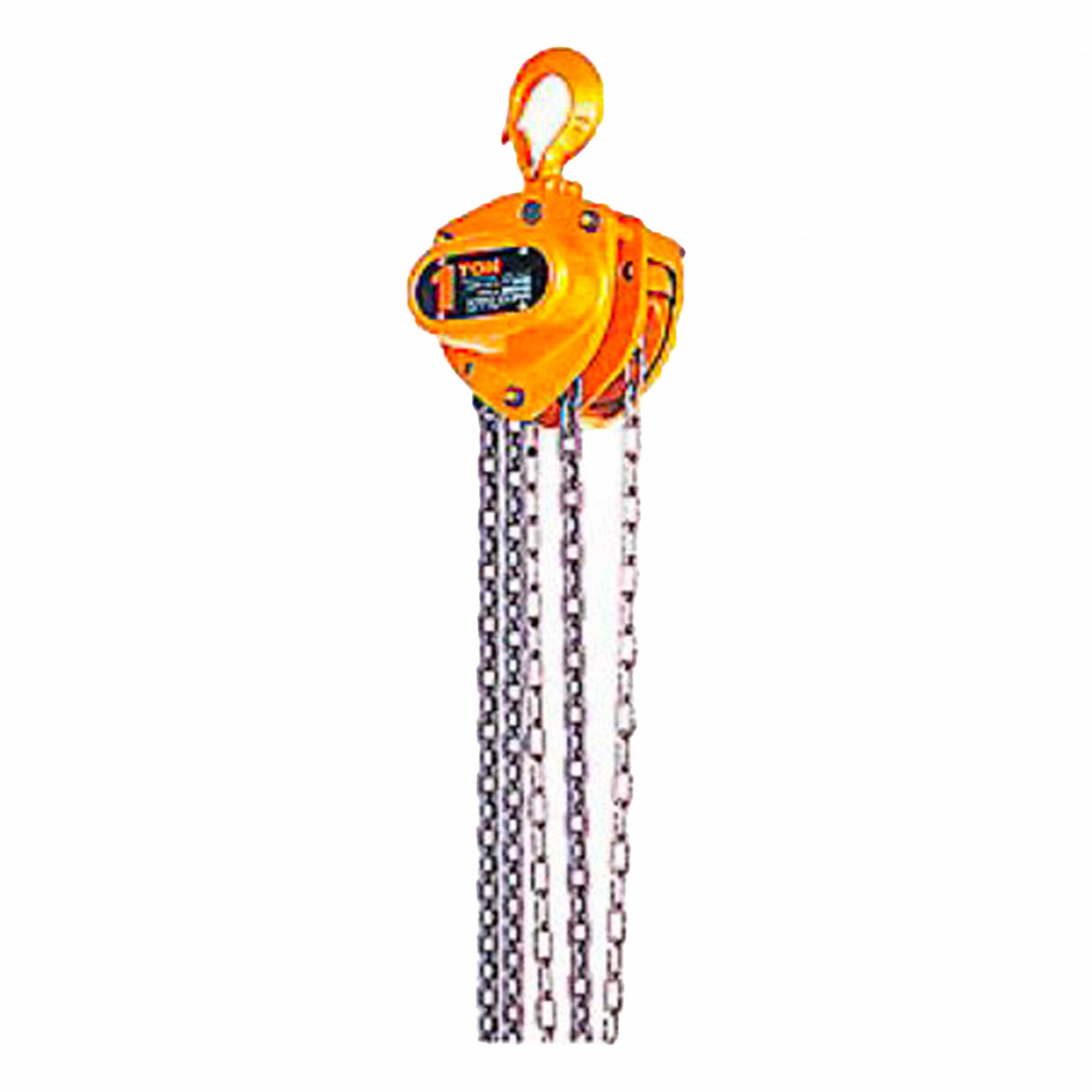 MANUAL CHAIN HOIST, 3 METRIC TON CAPACITY, 12 FT LIFT, 79 LBS PULL LOAD, MEETS ASME/CSA, STEEL