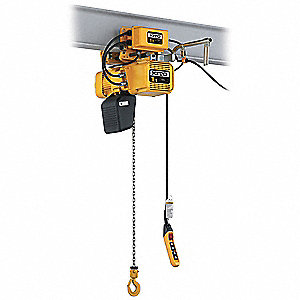 ELECTRIC CHAIN HOIST, 2 TON CAPACITY, 15 FT LIFT, 440V, 14/2.5 FPM, FITS 3 1/4 TO 6 IN FLANGE, STEEL