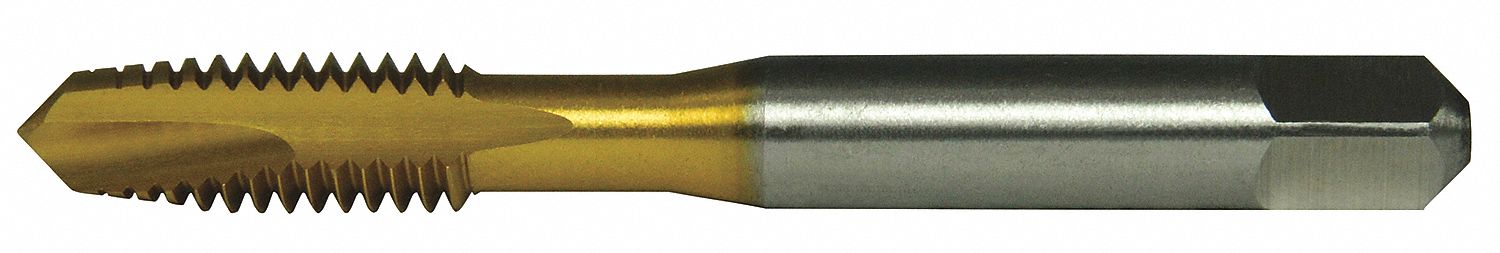 TARAUD À ENTRÉE HÉLICOÏDALE, FILETAGE M8-1,25, FILETAGE 28,57 MM LONG, FICHE, 2 CANNELURES, ACIER RAPIDE