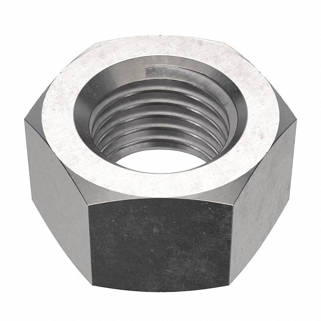 Hex Nut: Heavy Hex, 1 1/4"-7 Thread, 2 in Hex Wd, 1 7/32 in Hex Ht, Stainless Steel, 316, 5 PK