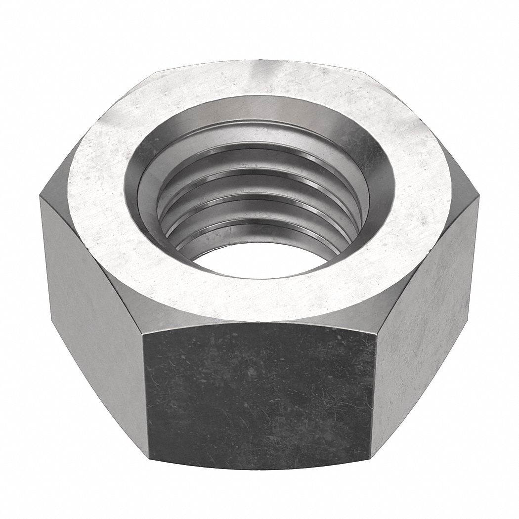 Hex Nut: Heavy Hex, 9/16"-12 Thread, 15/16 in Hex Wd, 35/64 in Hex Ht, Stainless Steel, 316, 25 PK