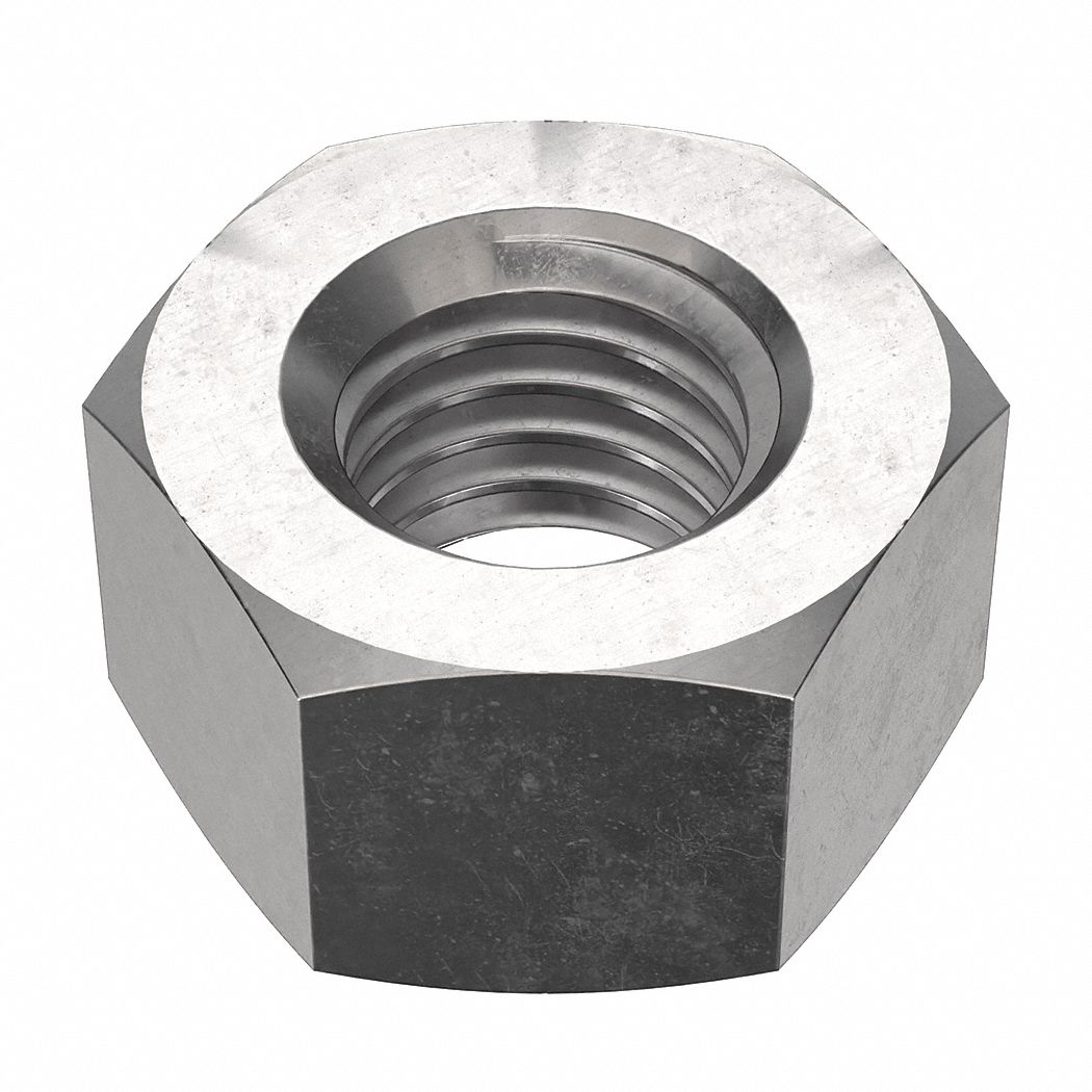 Hex Nut: Heavy Hex, 9/16"-12 Thread, 15/16 in Hex Wd, 35/64 in Hex Ht, Stainless Steel, 18-8, 25 PK