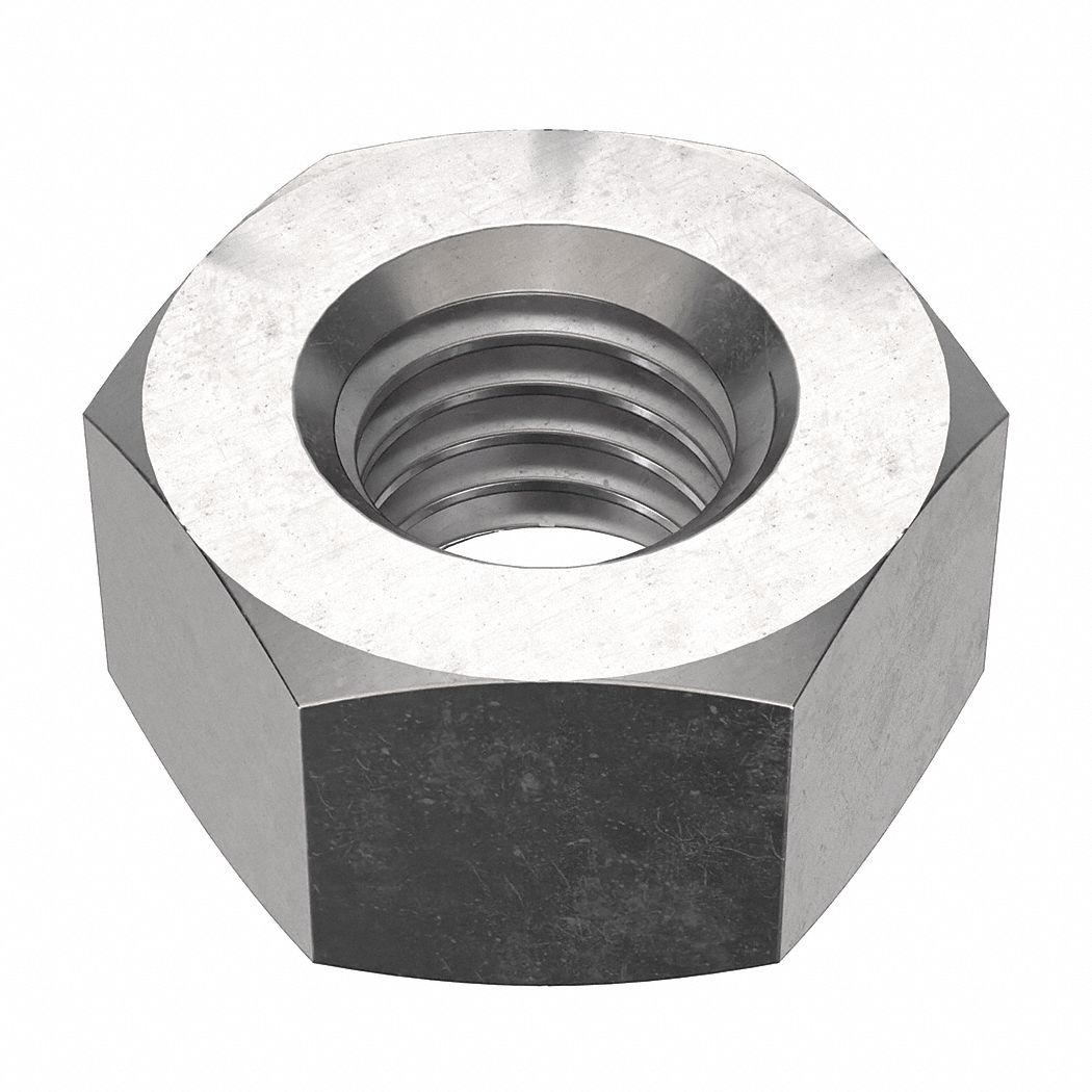 Hex Nut: Heavy Hex, 1/2"-13 Thread, 7/8 in Hex Wd, 31/64 in Hex Ht, Stainless Steel, 18-8, 25 PK