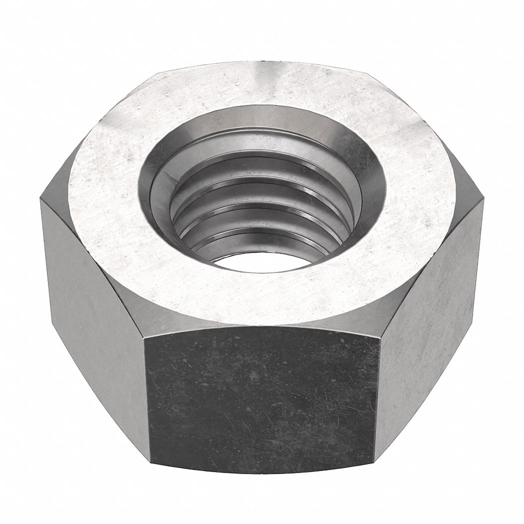 Hex Nut: Heavy Hex, 7/16"-14 Thread, 3/4 in Hex Wd, 27/64 in Hex Ht, Stainless Steel, 18-8, 25 PK