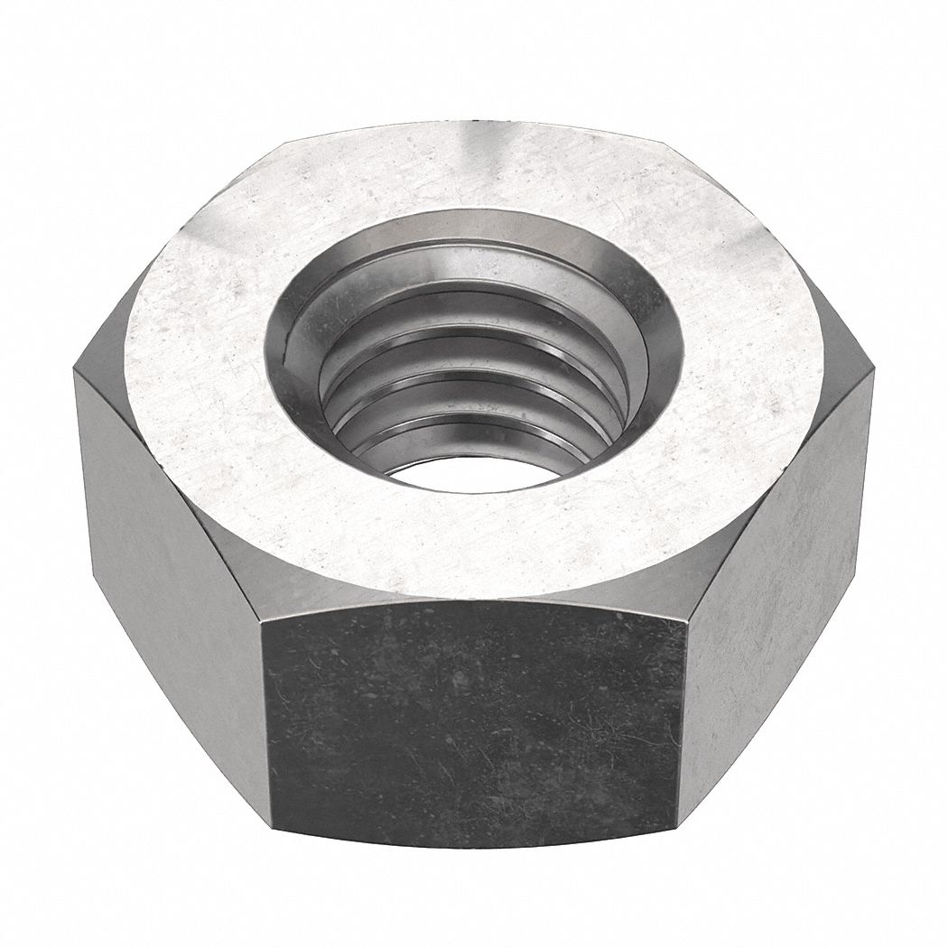 HEX NUT, ⅜"-16 THREAD, 11/16 IN HEX W, 23/64 IN HEX H, 18-8 STAINLESS STEEL, PLAIN, 50 PK