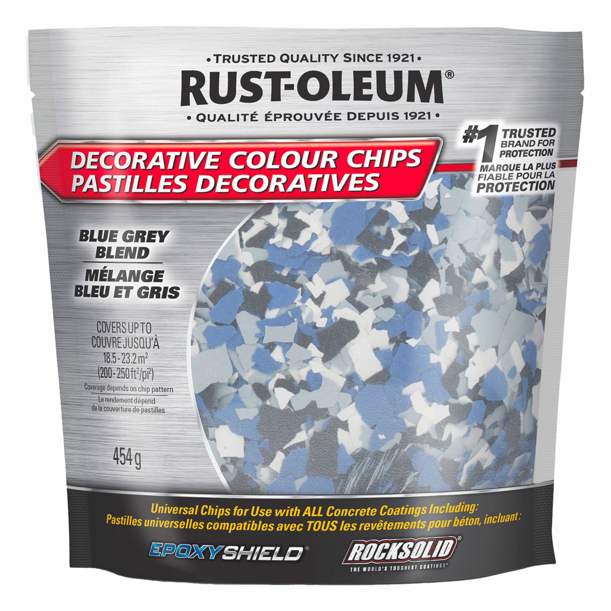 DECORATIVE EPOXY CHIPS, ANTI-SLIP, INTERIOR/EXTERIOR, GREY/BLUE, 454 G, VINYL