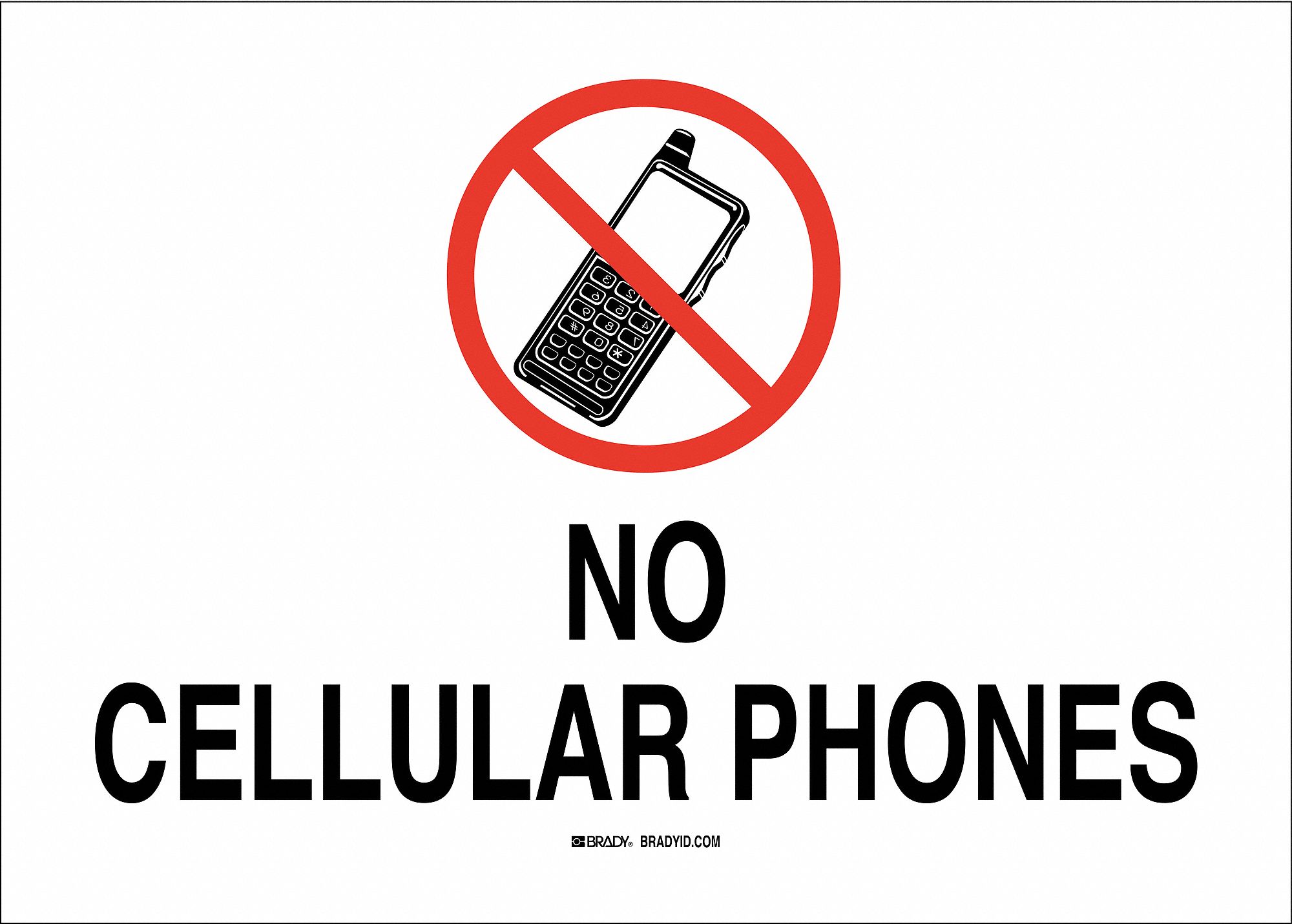No Cellular Phones Sign, 10" x 14"