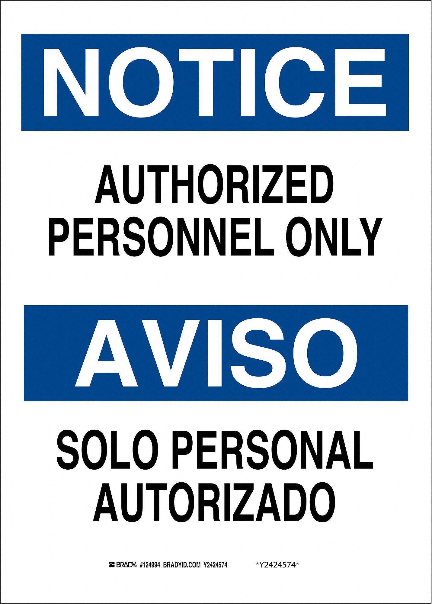 Security Sign, 10 x 14In, Blk/Blue and Wht
