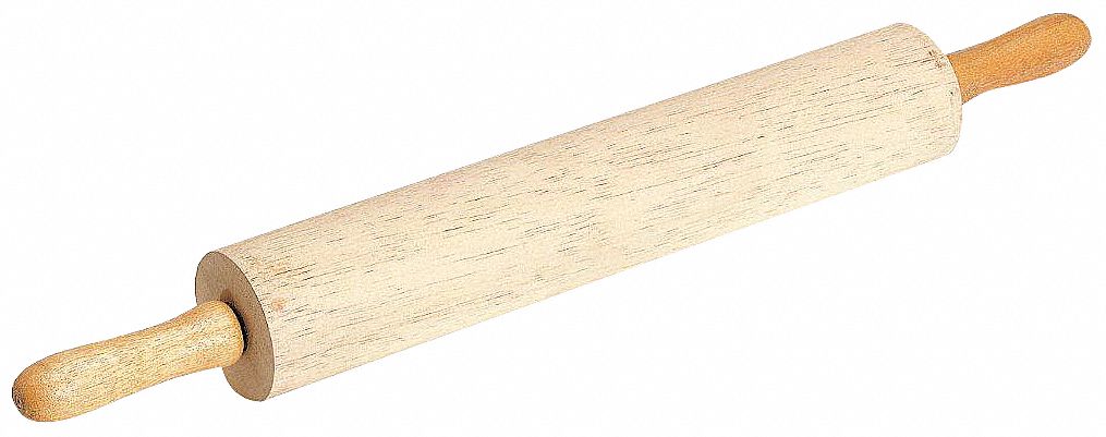 Rolling Pin: 3 in Barrel Dia, 18 in Barrel Lg, Wood, 26 in Overall Lg