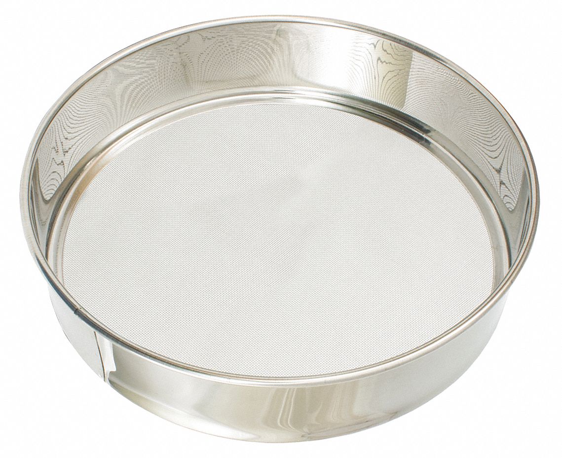 CRESTWARE Sieve, Stainless Steel, 1/16 in Mesh Size, 3 in Height, 16 in