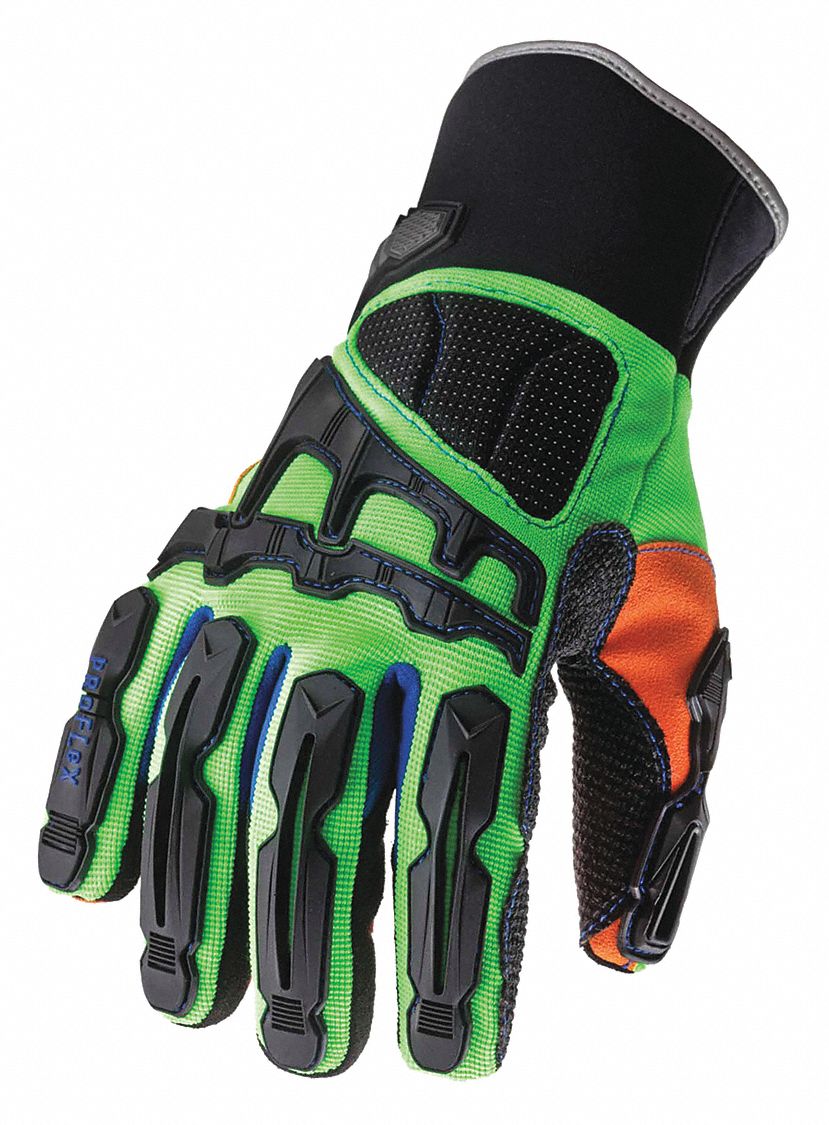 Thermal Impact-Reducing Gloves,3XL,Lime, 1 PR - Grainger