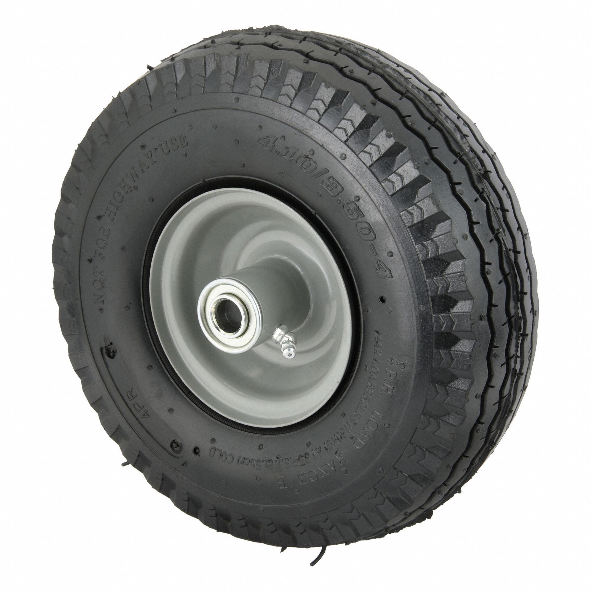 Wheel: 400 lb Load Capacity, Pneumatic, Rubber, 5/8 in Ball Bearing, Offset Hub