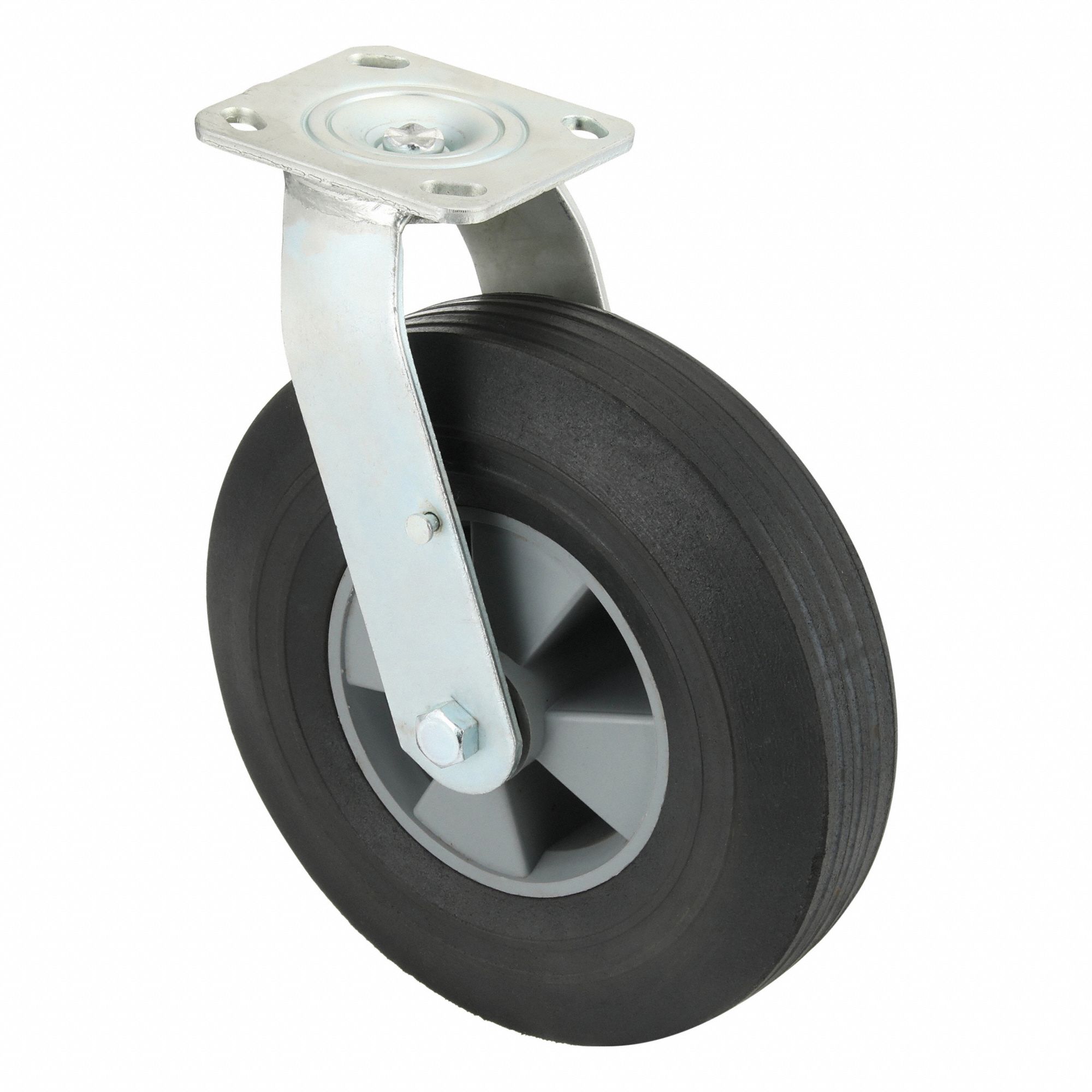 Swivel Caster: Rubber, 10 in Wheel Dia., 1027-SP-SR