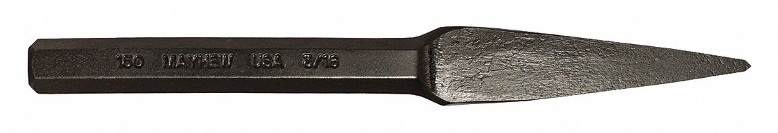 CAPE CHISEL, STEEL, 3/16 IN BLADE W, 5 3/4 IN OVERALL L, PLAIN GRIP