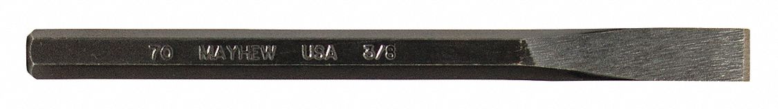 COLD CHISEL, STEEL, 3/8 IN BLADE W, 5 1/2 IN OVERALL L