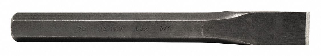 COLD CHISEL, STEEL, 3/4 IN BLADE W, 7 IN OVERALL LENGTH, 10212