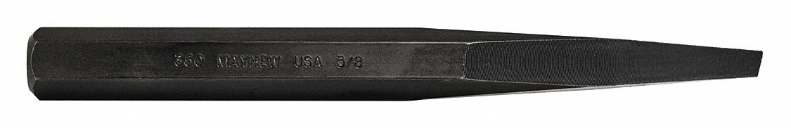 DIAMOND POINT CHISEL, STEEL, 3/8 IN BLADE W, 7 IN OVERALL L, PLAIN GRIP