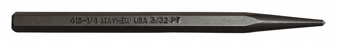 CENTRE PUNCH, HEXAGON, ¼ IN SHANK DIA, 4 IN OVERALL L, METAL, BULK, POINT, CENTRE PUNCH