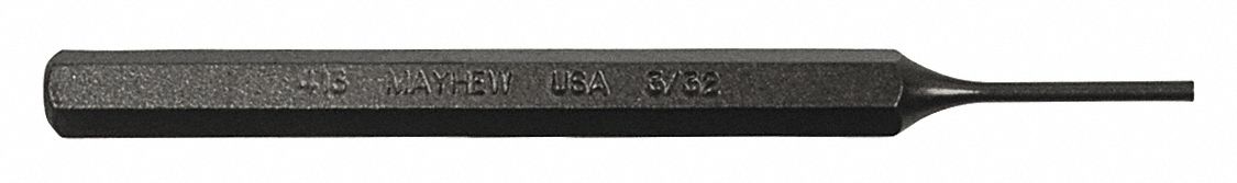 PIN PUNCH, 3/32 IN TIP DIA, ¼ IN SHANK W, ⅞ IN TAPER L, 4½ IN OVERALL L, HEXAGON, STEEL