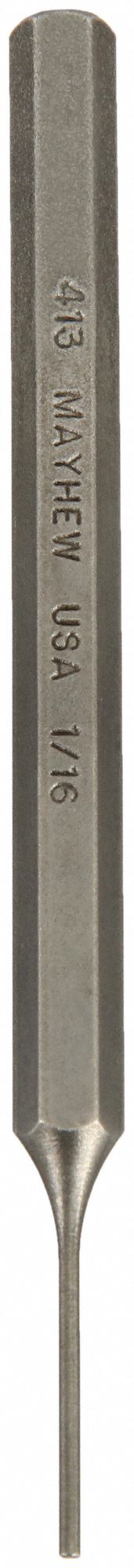 PIN PUNCH,4IN L,1/16IN TIP,STEEL