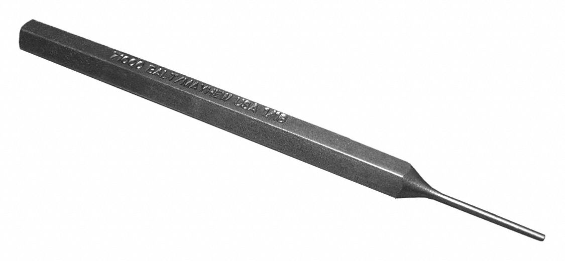 MAYHEW SELECT Pin Punch 1/16 in Tip Size, 1/4 in Shank Wd, 3/4 in