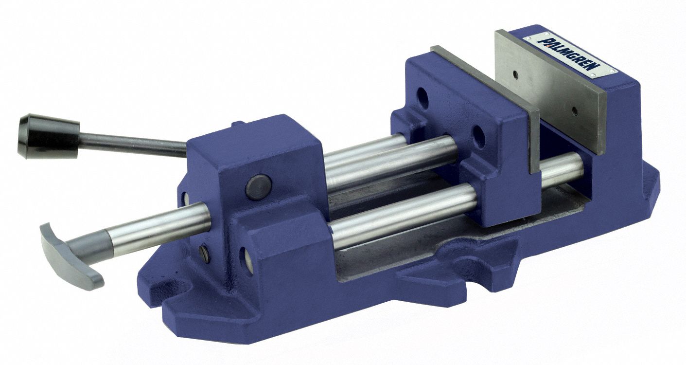 Machine Vise: 6 in Jaw Face Wd, 6 in Max Jaw Opening, 1 7/8 in Throat Dp, Smooth Face
