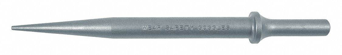 PUNCH TAPERED CHISEL BIT, RH, BRIGHT, 25/64 IN, HSS, STRAIGHT SHANK, 7 IN L, 7 IN SHANK