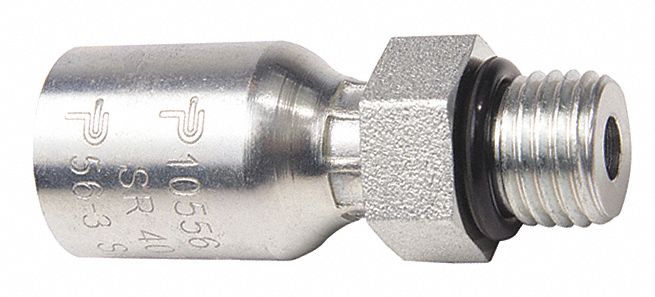 HYDRAULIC HOSE FITTING, S56, BARBED, CRIMPED, STRAIGHT, MALE, O-RING, 3/4
