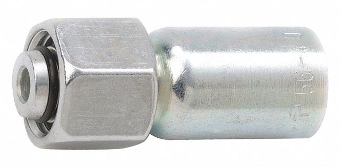 HYDRAULIC HOSE FITTING, S56, BARBED, CRIMPED, STRAIGHT, SWIVEL, O-RING, FEMALE, 3/8 IN, ST