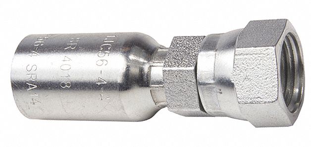 HYDRAULIC HOSE FITTING, S56, BARBED, CRIMPED, SWIVEL, SEAL LOK, SHORT, FEMALE, 2 X 1/2 IN, ST