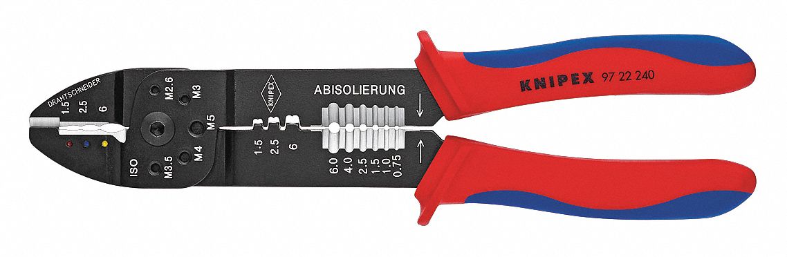 WIRE STRIPPER, 20 TO 10 AWG, 0.5 TO 6.0 MM, 9½ IN OVERALL L, CRIMP/CUT, STANDARD CUSHION GRIP