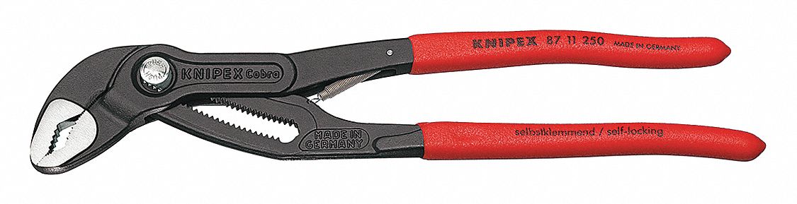 TONGUE AND GROOVE PLIER, V, PUSH BUTTON, 2 IN MAX JAW OPENING, 10 IN OVERALL L, 25 JAW POSITIONS