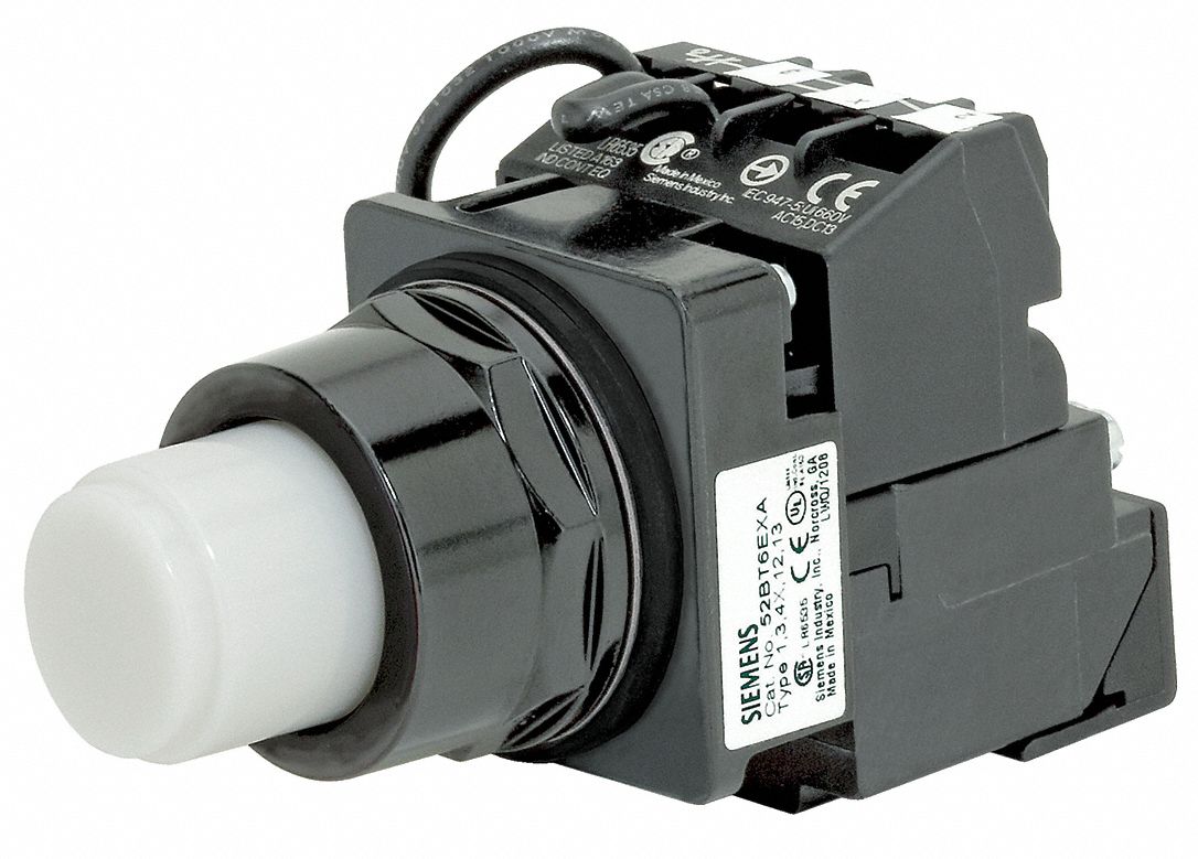 Illuminated Push Button: Illuminated, Extended Profile, Non-Metallic, 30 mm, 1NO/1NC